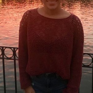 Billabong meshed sweater with holes maroon